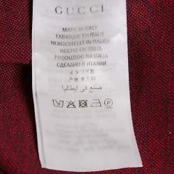 Pre Owned Gucci Navy Blue GG Jacquard Cotton Knit Zip-Up Jacket S