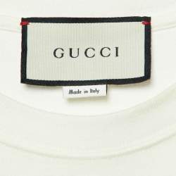 Pre Owned Gucci Cream Gucci Blade Print Cotton Oversized T-Shirt XL