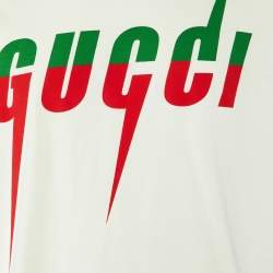 Pre Owned Gucci Cream Gucci Blade Print Cotton Oversized T-Shirt XL