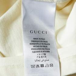 Pre Owned Gucci Cream Gucci Blade Print Cotton Oversized T-Shirt XL