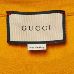 Gucci Yellow Iccug Animal Print Cotton Crew Neck T-Shirt L