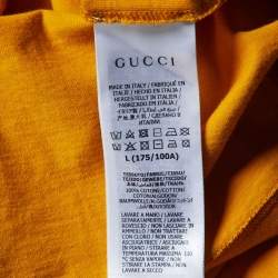 Gucci Yellow Iccug Animal Print Cotton Crew Neck T-Shirt L