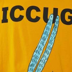 Gucci Yellow Iccug Animal Print Cotton Crew Neck T-Shirt L