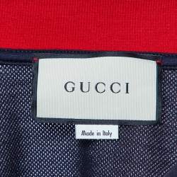 Pre Owned Gucci Navy Blue Cotton Pique Bee Detail Polo T-Shirt XXXL