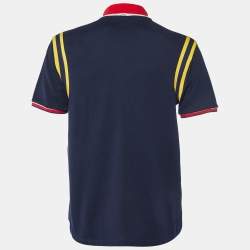 Pre Owned Gucci Navy Blue Cotton Pique Bee Detail Polo T-Shirt XXXL