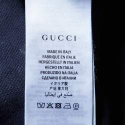 Pre Owned Gucci Navy Blue Cotton Pique Bee Detail Polo T-Shirt XXXL