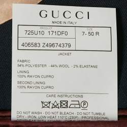 Gucci Navy Blue Badge Applique Gabardine Single Breasted Blazer L