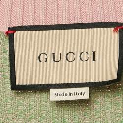 Gucci Pink/Green GG Jacquard Cotton Knit Vest M