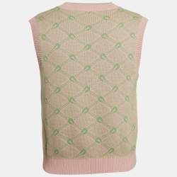 Gucci Pink/Green GG Jacquard Cotton Knit Vest M