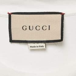 Gucci White Logo Print Jersey Crew Neck T-Shirt S