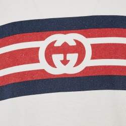 Gucci White Logo Print Jersey Crew Neck T-Shirt S