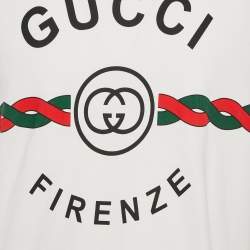 Gucci White Firenze Print Cotton Crew Neck T-Shirt XS