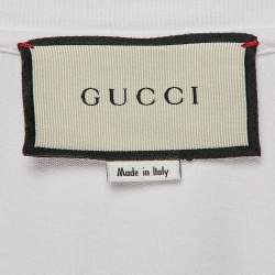 Gucci White Logo Print Cotton Round Neck T-Shirt XS