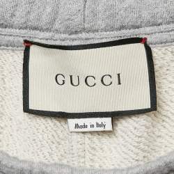 Gucci Grey Tiger Applique Cotton Knit Logo Tape Detail Shorts M