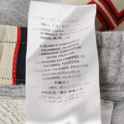 Gucci Grey Tiger Applique Cotton Knit Logo Tape Detail Shorts M