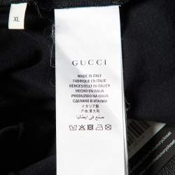 Pre Owned Gucci Black Gucci Cities Print Cotton Crew Neck T-Shirt XL