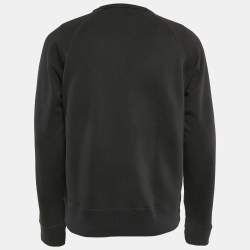 Pre Owned Gucci Charcoal Black Bee Embroidered Cotton Sweatshirt S