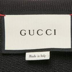 Pre Owned Gucci Charcoal Black Bee Embroidered Cotton Sweatshirt S