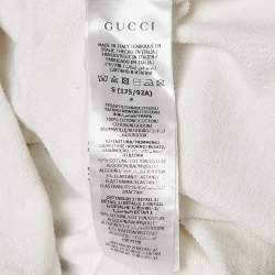 Pre Owned Gucci White Logo Print Cotton Hooded Sweatshirt S