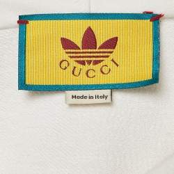 Pre Owned Gucci White Logo Print Cotton Hooded Sweatshirt S