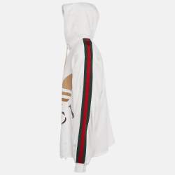 Pre Owned Gucci White Logo Print Cotton Hooded Sweatshirt S