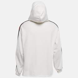 Pre Owned Gucci White Logo Print Cotton Hooded Sweatshirt S
