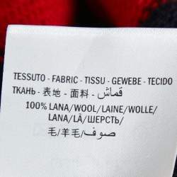 Pre Owned Gucci Navy Blue/Red Striped Bee Jacquard Knit Sweater XS