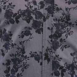 Pre Owned Gucci Grey Floral Print Cotton Button Front Shirt S