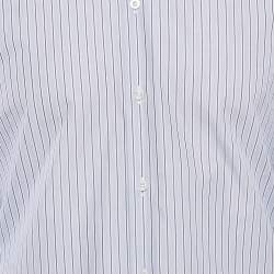 Gucci Blue Striped Cotton Butterfly Embroidered Duke Shirt M