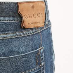 Pre Owned Gucci Blue Washed Denim Super Skinny Jeans L Waist 36"