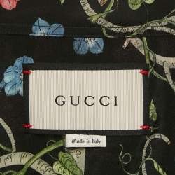 Gucci Black Birds Of Prey Print Silk Button Down Collar Shirt M