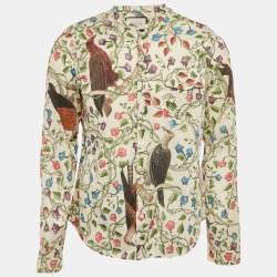 Pre Owned Gucci Cream Birds Of Prey Print Long Sleeve Shirt M
