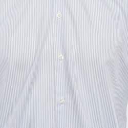 Gucci Blue Striped Cotton Contrast Collar Shirt L