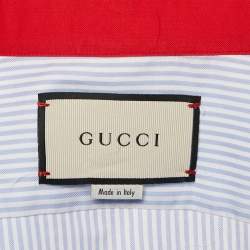 Gucci Blue Striped Cotton Contrast Collar Shirt L