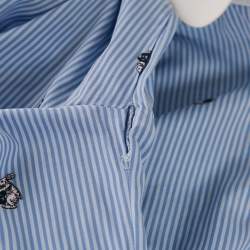 Pre Owned Gucci Blue Striped Cotton Rabbit Embroidered Cambridge Shirt M