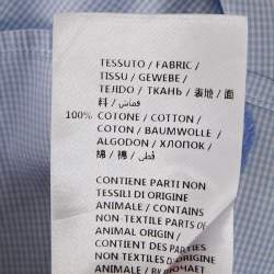 Pre Owned Gucci Blue Checks Cotton Tiger Head Embroidered Cambridge Shirt XL