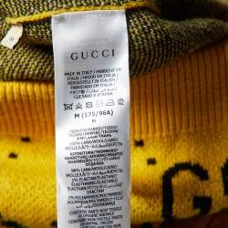 Gucci Yellow GG Skunk Wool Knit Button Front Cardigan M