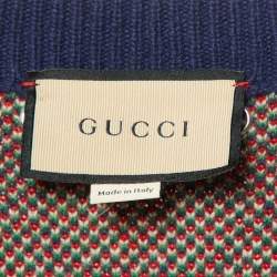 Gucci Navy Blue GG Check Wool Knit Button Front Cardigan M