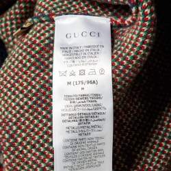 Gucci Navy Blue GG Check Wool Knit Button Front Cardigan M