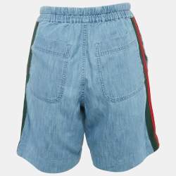 Gucci Blue Denim Contrast Tape Trimmed Bermuda Shorts XXS