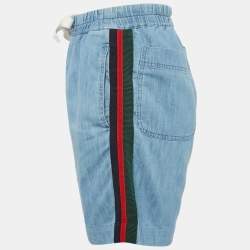 Gucci Blue Denim Contrast Tape Trimmed Bermuda Shorts XXS