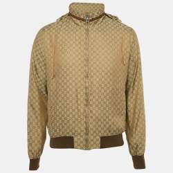 Pre Owned Gucci Brown GG Nylon Zip-Up Blouson S
