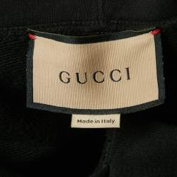 Pre Owned Gucci Black Printed Black Cotton Knit Hooded Sweatshirt L