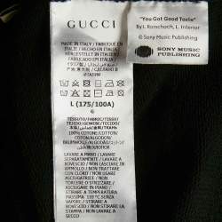 Pre Owned Gucci Black Printed Black Cotton Knit Hooded Sweatshirt L