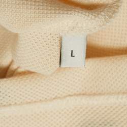 Pre Owned Gucci Cream GG and Anchor Embroidered Pique Polo T-Shirt L
