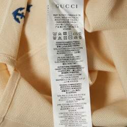 Pre Owned Gucci Cream GG and Anchor Embroidered Pique Polo T-Shirt L