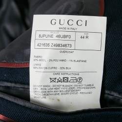 Gucci Navy Blue Wool Gabardine Mid-Length Coat XS