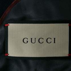Gucci Navy Blue Wool Gabardine Mid-Length Coat XS