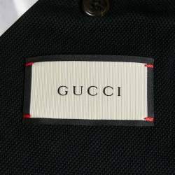 Pre Owned Gucci Black Pique Cotton Applique Detail Single Breasted Jacket M