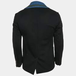 Pre Owned Gucci Black Pique Cotton Applique Detail Single Breasted Jacket M
